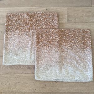 Set of 2 West Elm Ombre Pillow Cover In Sand 24” X 24” Beige White Neutral